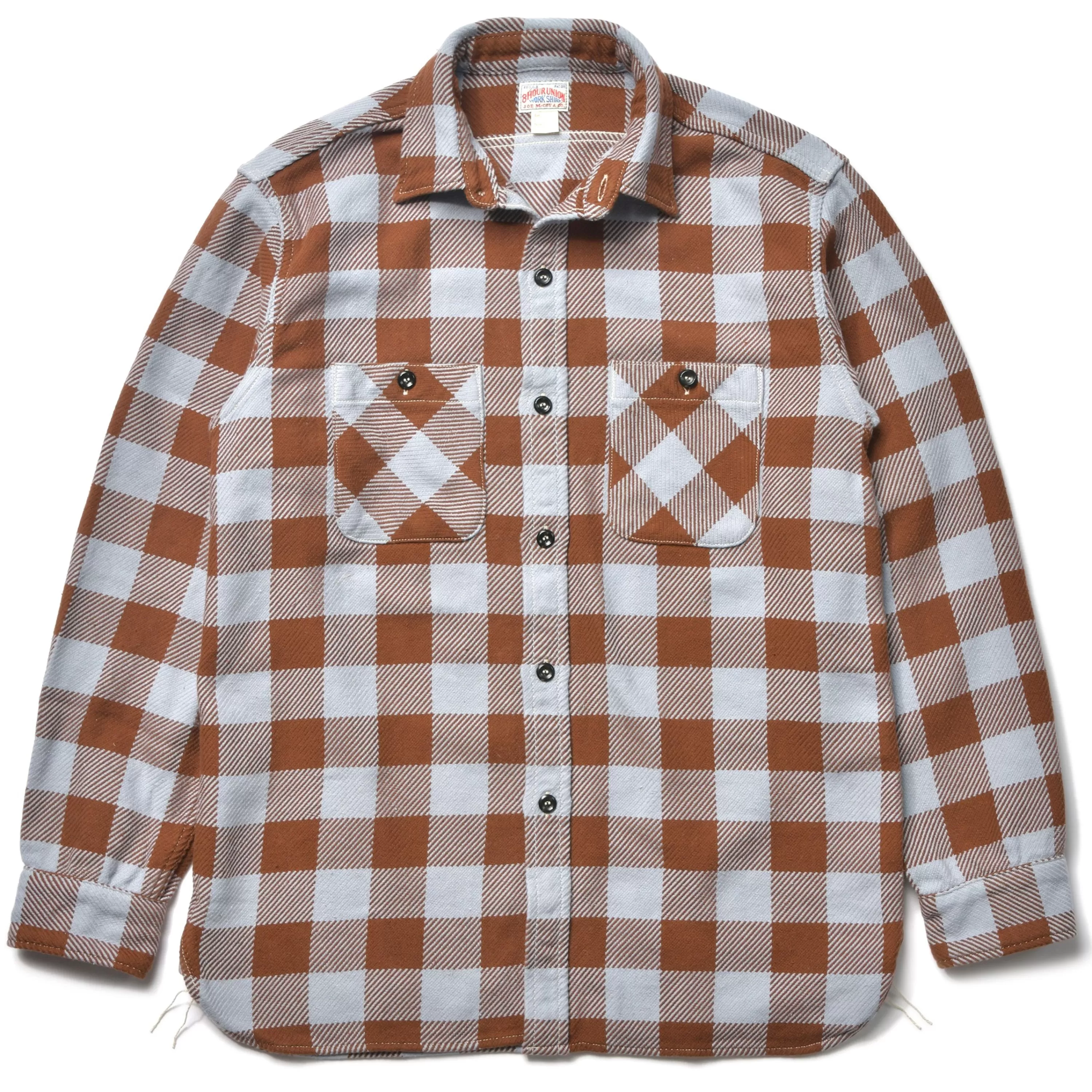 Joe McCoy 8Hu Buffalo Check Flannel Shirt 311 Saxe Brown Best