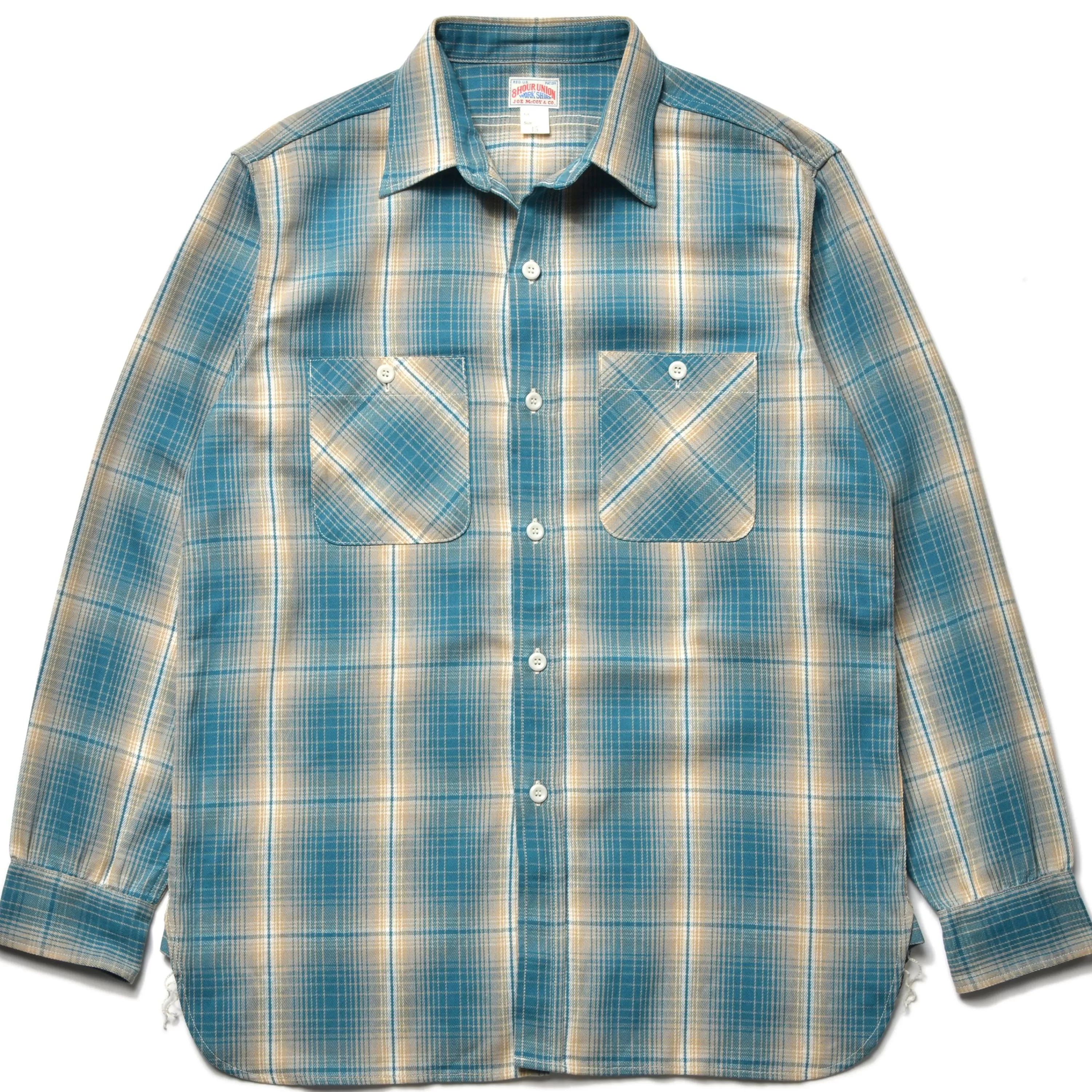 Joe McCoy 8Hu Ombre Check Summer Flannel Shirt 112 Turquoise Discount