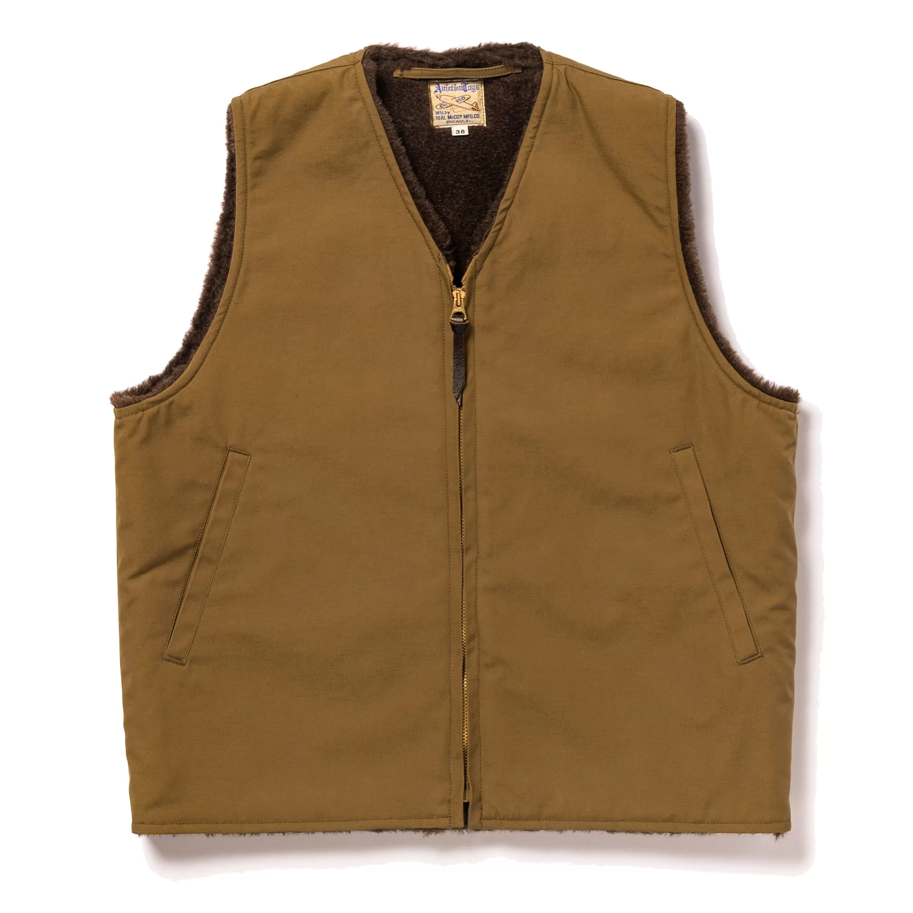 The Real McCoy's Usn Alpaca Vest Khaki Shop